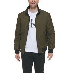 CALVIN KLEIN Men's Ripstop Bomber Jacket - Medium - Olive Green - NWTS
